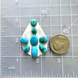 Small Sky Blue Mixed Blue Moon Turquoise, Set of 8 Dimensions