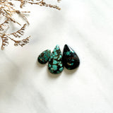 Small Deep Green Teardrop Bamboo Mountain Turquoise, Set of 3 Background