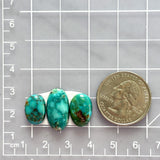 Small Ocean Blue Oval Tyrone Turquoise, Set of 3 Dimensions