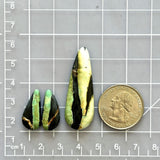 Large Mint Green Teardrop Crescent Lake Variscite, Set of 3 Dimensions