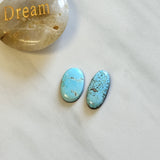 Medium Sky Blue Oval Sand Hill Turquoise, Set of 2 Background