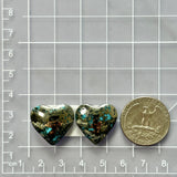 Large Sky Blue Heart Ithaca Peak Turquoise, Set of 2 Dimensions