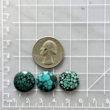 Small Ocean Blue Round Yungai Turquoise, Set of 3 Dimensions