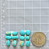 Small Sky Blue Mixed Royston Turquoise, Set of 12 Dimensions