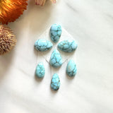 Small Faint Blue Teardrop Namtso Lake Turquoise, Set of 7 Background