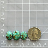Small Sea Green Oval Namtso Lake Turquoise, Set of 3 Dimensions