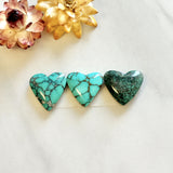 Small Sea Green Heart Emerald Rose Variscite, Set of 3 Background