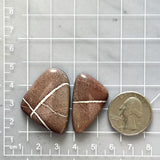 Large Red Freeform White Buffalo Dolomite, Set of 2 Dimensions