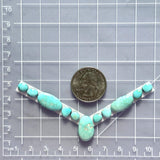 Small Sky Blue Mixed Lone Mountain Turquoise, Set of 11 Dimensions