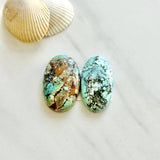 Large Sky Blue Oval Wild Horse Turquoise, Set of 2 Background