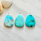 Sky Blue Fox Turquoise Top Drilled Cab Bead