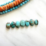 Small Sky Blue Oval Mixed Turquoise, Set of 7 Background