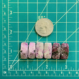Medium Pink Cushion Cobaltoan Calcite, Set of 6 Dimensions