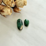 Medium Deep Green Oval Crescent Lake Variscite, Set of 2 Background