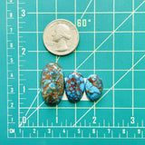 Medium Ocean Blue Oval Prince Egyptian Turquoise, Set of 3 Dimensions