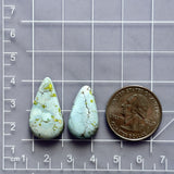 Large Faint Blue Teardrop Sand Hill Turquoise, Set of 2 Dimensions