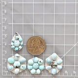 Small Faint Blue Mixed Golden Hills Turquoise, Set of 32 Dimensions