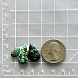 Small Deep Green Teardrop Bamboo Mountain Turquoise, Set of 3 Dimensions