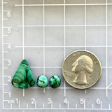 Small Deep Green Mixed Malachite Copper Mineral, Set of 3 Dimensions