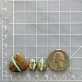 Small Sky Blue Teardrop Royston Turquoise, Set of 3 Dimensions