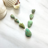 Small Lime Green Teardrop Crescent Lake Variscite, Set of 7 Background