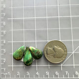 Small Bamboo Green Teardrop Bamboo Mountain Turquoise, Set of 3 Dimensions