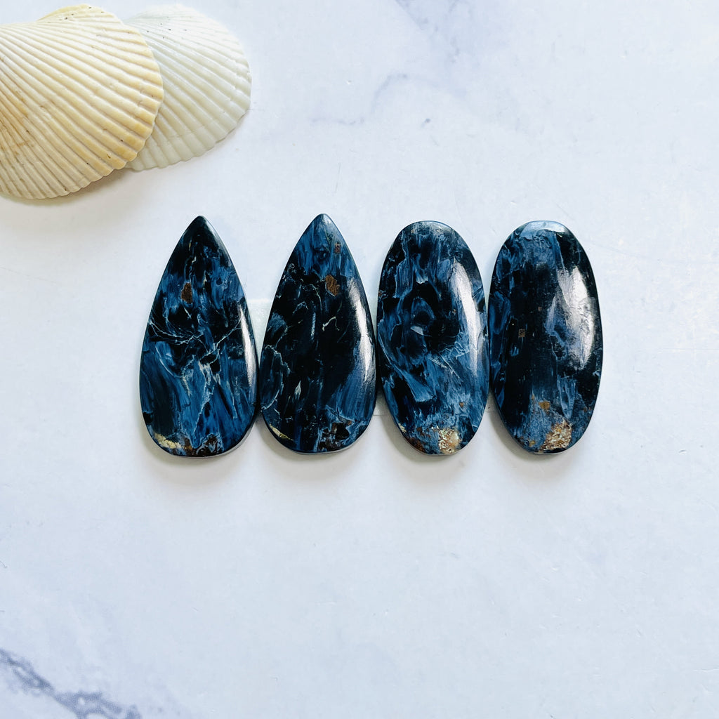 Large Deep Blue Mixed Pietersite Quartz, Set of Turquoise Moose