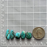 Small Ocean Blue Mixed Sonora Turquoise, Set of 5 Dimensions
