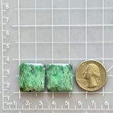 Large Sea Green Square Crescent Lake Variscite, Set of 2 Dimensions