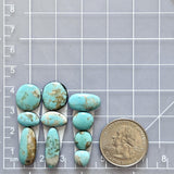 Small Sky Blue Mixed Pilot Mountain Turquoise, Set of 10 Dimensions