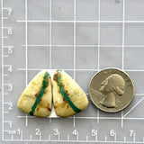 Large Deep Green Triangle Royston Turquoise, Set of 2 Dimensions