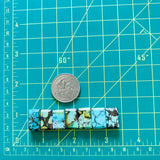 Small Mixed Bar Mixed Turquoise, Set of 7 Dimensions