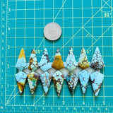 Large Mixed Shield Mixed Turquoise, Set of 14 Dimensions