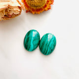 Large Sea Green Oval Malachite Copper Mineral, Set of 2 Background