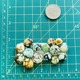 Small Mixed Round Mixed Turquoise, Set of 15 Dimensions