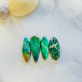 Large Deep Green Mixed Crescent Lake Variscite, Set of 4 Background