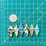 Medium Mixed Triangle Mixed Turquoise, Set of 12 Dimensions