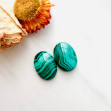 Large Sea Green Oval Malachite Copper Mineral, Set of 2 Background