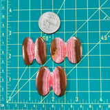 Large Pink Oval Rhodochrosite, Set of 6 Dimensions