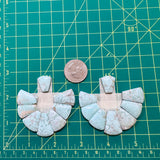 Medium Faint Blue Petal Sand Hill Turquoise, Set of 16 Dimensions