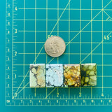 Large Mixed Bar Mixed Turquoise, Set of 4 Dimensions