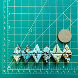 Small Mixed Triangle Mixed Turquoise, Set of 12 Dimensions