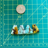 Large Mixed Trapezoid Mixed Turquoise, Set of 4 Dimensions