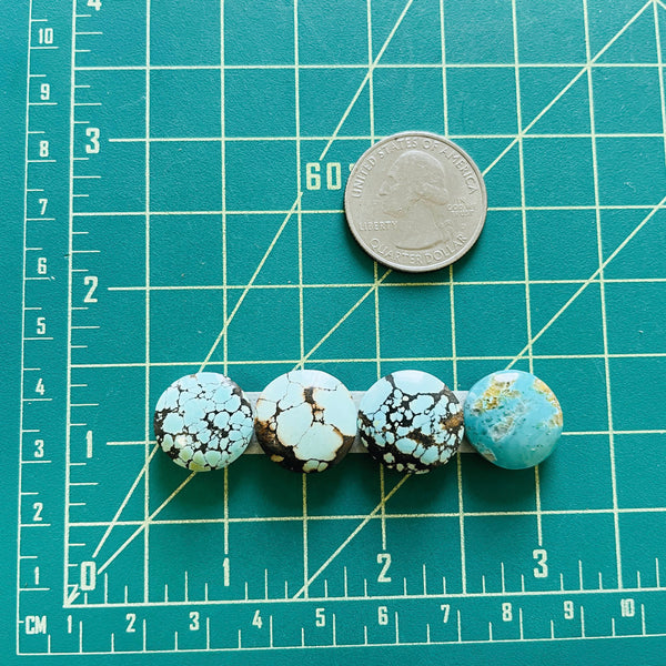 Small Mixed Round Mixed Turquoise, Set of 4 Dimensions