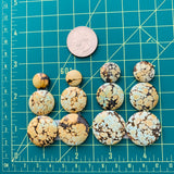 Large Royal Orange Round Treasure Mountain Turquoise, Set of 12 Dimensions