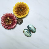 Large Ocean Blue Oval Crescent Lake Variscite, Set of 2 Background