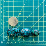 Medium Ocean Blue Oval Yungai Beads, Set of 3 Dimensions