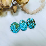 Large Ocean Blue Oval Kingman Turquoise, Set of 3 Background