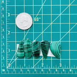 Large Deep Green Mixed Malachite Copper Mineral, Set of 5 Dimensions