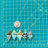 Medium Mixed Triangle Mixed Turquoise, Set of 10 Dimensions